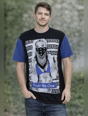 Men's HORIZON NY Short Sleeve Tee M Black Blue